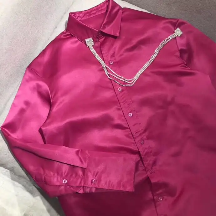2019 new ladies fashion long-sleeved sexy lapel casual solid color diamond sunscreen shirt 0626
2019 new ladies fashion long-sleeved sexy lapel casual solid color diamond sunscreen shirt 0626