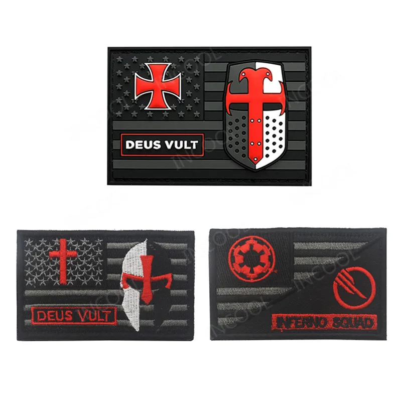 US American Flag 3D PVC Embroidery Patch Christian Templar Knight Military Rubber Morale Patches Tactical Embroidered Badges
US American Flag 3D PVC Embroidery Patch Christian Templar Knight Military Rubber Morale Patches Tactical Embroidered Badges