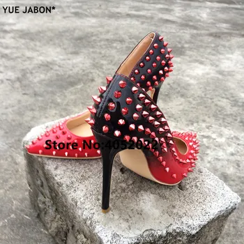 YUE JABON New Shoes Spike Heels Red Patent Leather Stiletto Pumps Shoes Rivets Studs Lady Thin High Heels Shoes Party Dress Shoe
YUE JABON New Shoes Spike Heels Red Patent Leather Stiletto Pumps Shoes Rivets Studs Lady Thin High Heels Shoes Party Dress Shoe