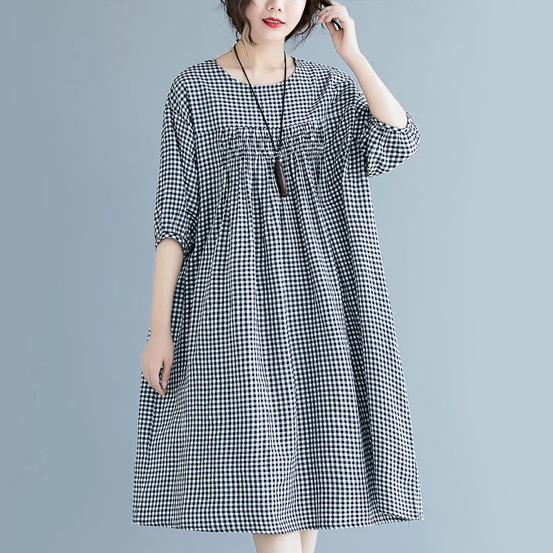 Uego Print Plaid Short Sleeve Loose Summer Dress Cotton Linen Loose Vintage Dress Plus Size Women Casual Midi Party Dress Robes
Uego Print Plaid Short Sleeve Loose Summer Dress Cotton Linen Loose Vintage Dress Plus Size Women Casual Midi Party Dress Robes