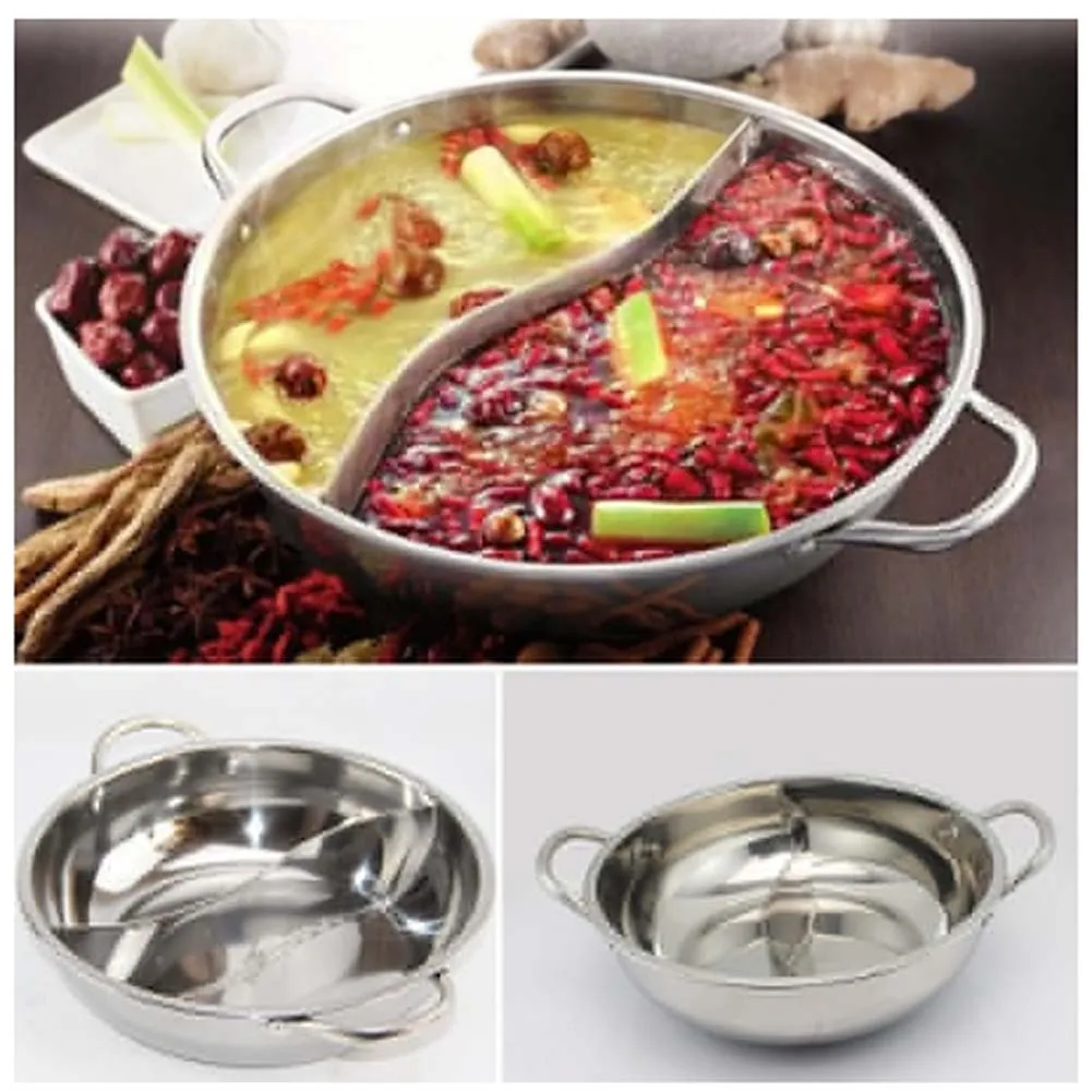 1 Set!!! New Hot Pot Mandarin Duck Pot Casserole Cooking Tool 2 Grid 2 Taste Stainless Steel Induction cooker special Soup Pot
1 Set!!! New Hot Pot Mandarin Duck Pot Casserole Cooking Tool 2 Grid 2 Taste Stainless Steel Induction cooker special Soup Pot