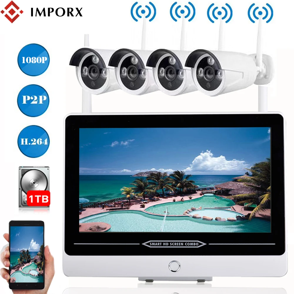 IMPORX 4CH Full HD 1080P Wireless Security Camera System 2MP Outdoor CCTV Wifi IP Camera Video Surveillance Set With 13" LCD NVR
IMPORX 4CH Full HD 1080P Wireless Security Camera System 2MP Outdoor CCTV Wifi IP Camera Video Surveillance Set With 13" LCD NVR