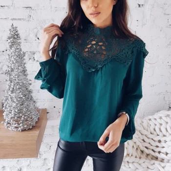 Hollow Out Women Blouse Floral Lace Patchwork Shirt Sexy Club Long Sleeve O Neck Chiffon Blouse Women Lantern Sleeve Top Female
Hollow Out Women Blouse Floral Lace Patchwork Shirt Sexy Club Long Sleeve O Neck Chiffon Blouse Women Lantern Sleeve Top Female