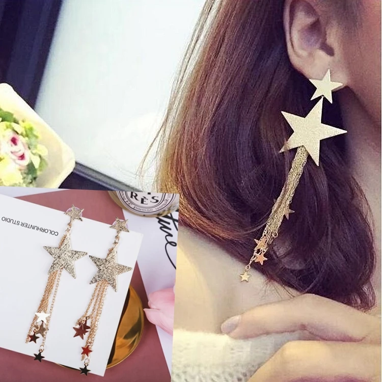 Hot Style High Quality Fashion Long Style Pendant Personality Temperament Star Tassel Earrings Valentine's Day Gift
Hot Style High Quality Fashion Long Style Pendant Personality Temperament Star Tassel Earrings Valentine's Day Gift
