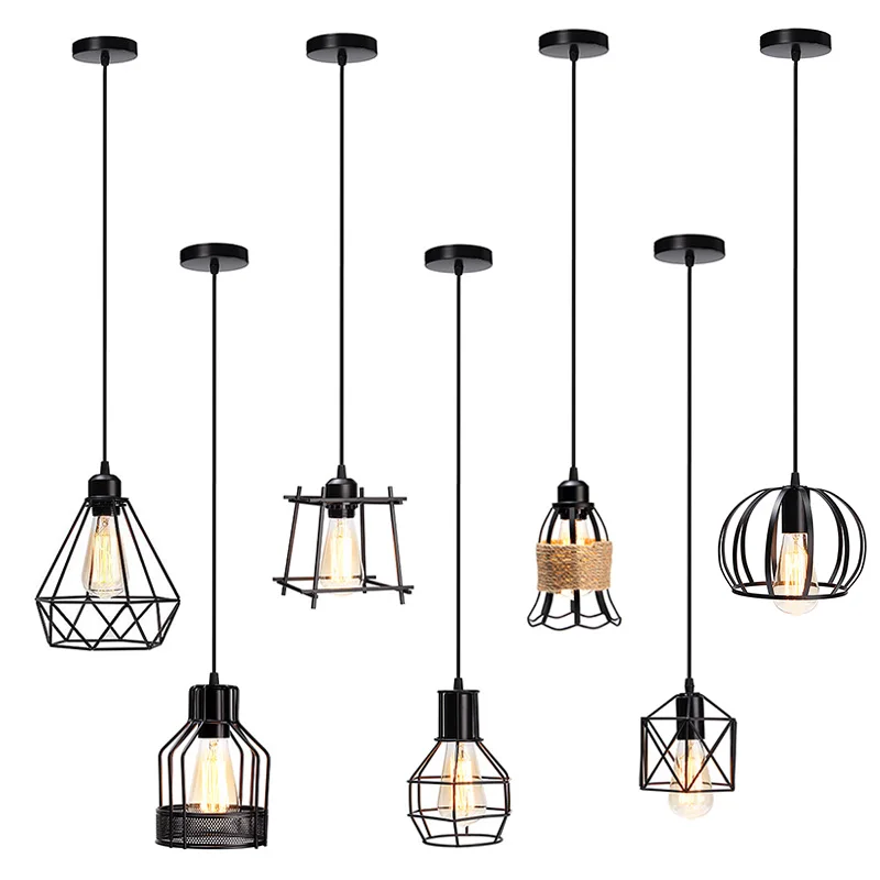 Industrial Metal Cage Ceiling Lamp Cafe Chandelier Pendent Hanging Retro Light