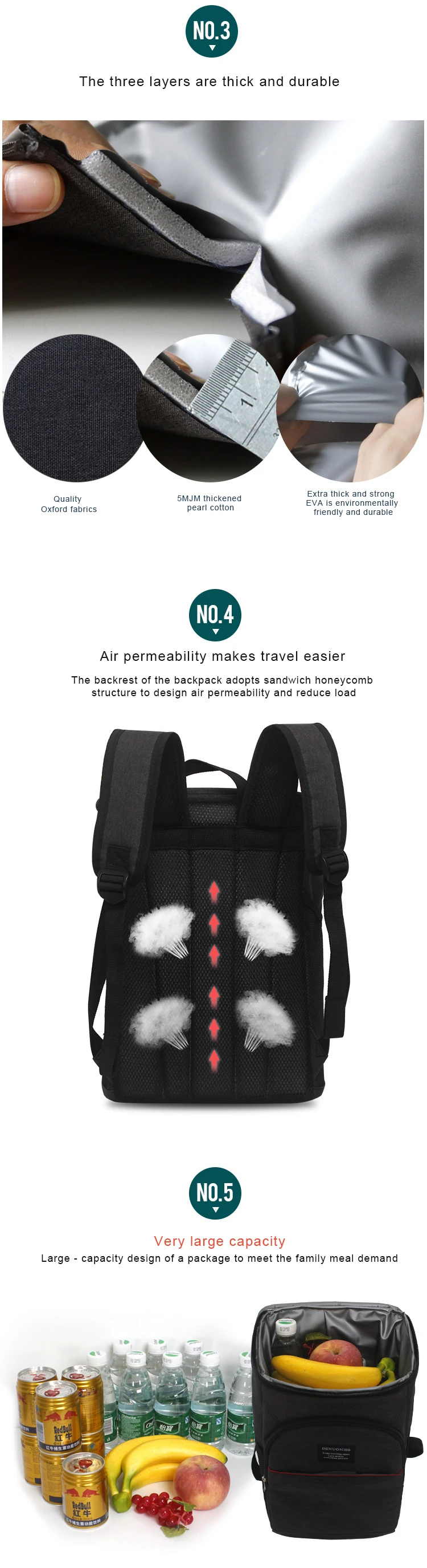 DENUONISS Large Capacity Men Backpack For Picnic Waterproof Food Backpack With Bottle Opener Thermal Backpack DENUONISS Large Capacity Men Backpack For Picnic Waterproof Food Backpack With Bottle Opener Thermal Backpack
