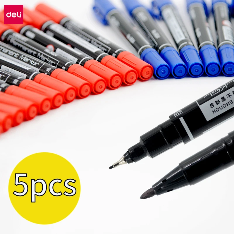 Deli 5pcs Colored Dual Tip Marker Pens Fast Dry Permanent Markers Sign Pen for Fabric Metal Quality Fineliner for Drawing Office
Deli 5pcs Colored Dual Tip Marker Pens Fast Dry Permanent Markers Sign Pen for Fabric Metal Quality Fineliner for Drawing Office