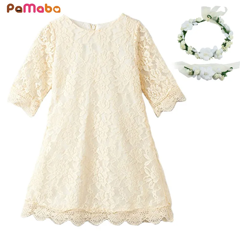 PaMaBa/кружевное платье для маленьких девочек детская одежда с рукавами 3/4 вечерние