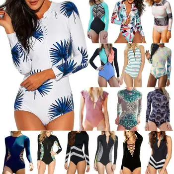 Women's summer Polyester Floral Long Sleeve Zipper One Piece Swimsuit Beach Sporty Surfing Round collar Bikini Jumpsuits
Women's summer Polyester Floral Long Sleeve Zipper One Piece Swimsuit Beach Sporty Surfing Round collar Bikini Jumpsuits