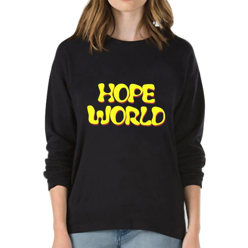 Autumn 2019 Fashion Women Long Sleeve Hope world Printing Black Thin Pullover O-neck hoodies Sweatshirt Girls White Black
Autumn 2019 Fashion Women Long Sleeve Hope world Printing Black Thin Pullover O-neck hoodies Sweatshirt Girls White Black