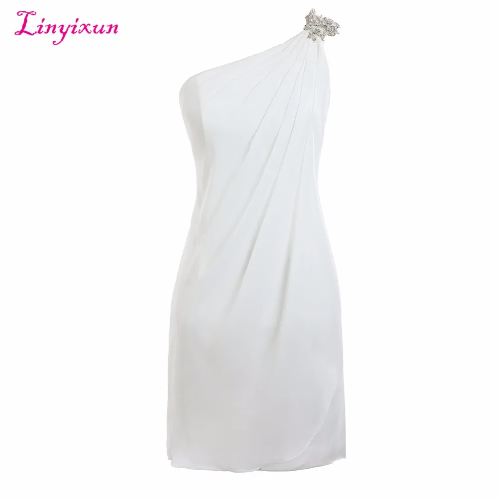 Linyixun Real Photo Charming Short Cocktail Dresses 2017 Above Knee Length Sexy Straight Woman Party Dress robe de Prom Gown | Свадьбы и