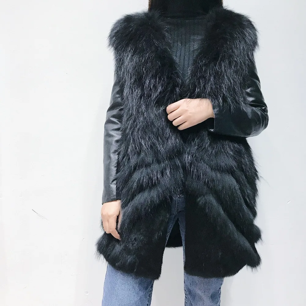2018 New Fashion New High Quality Silver Raccoon Dog Fox Fur Coat Full Sleeves Warm Winter Medium Coat Coat Big Yards Overcoat
2018 New Fashion New High Quality Silver Raccoon Dog Fox Fur Coat Full Sleeves Warm Winter Medium Coat Coat Big Yards Overcoat
