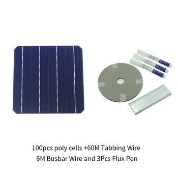 100Pcs Monocrystall Solar Cell 6x6 With 120M Tabbing Wire 10M Busbar Wire and 5Pcs Flux Pen
100Pcs Monocrystall Solar Cell 6x6 With 120M Tabbing Wire 10M Busbar Wire and 5Pcs Flux Pen