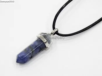 Natural Sodalite Gems Stones Hexagonal Pointed Healing Reiki Chakra Pendant Black Leather Cord Necklace18''lnch 5 Sets/Pack
Natural Sodalite Gems Stones Hexagonal Pointed Healing Reiki Chakra Pendant Black Leather Cord Necklace18''lnch 5 Sets/Pack