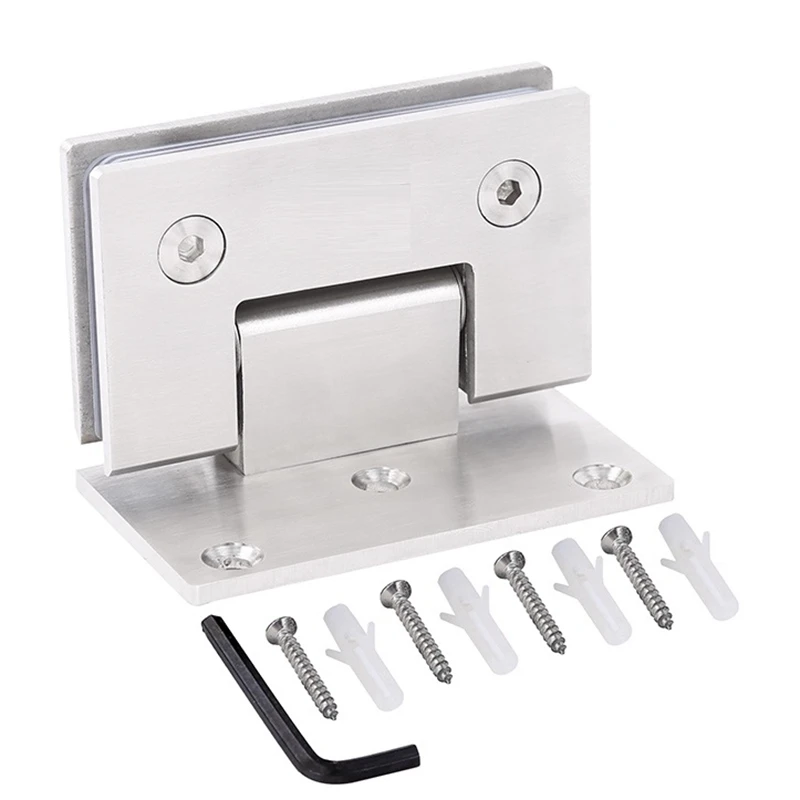 

90 Degrees Glass Door Cupboard Cabinet Clamp Glass Shower Doors Hinge Replacement Part Wall-to-Glass 304 Stainless Steel Brushed