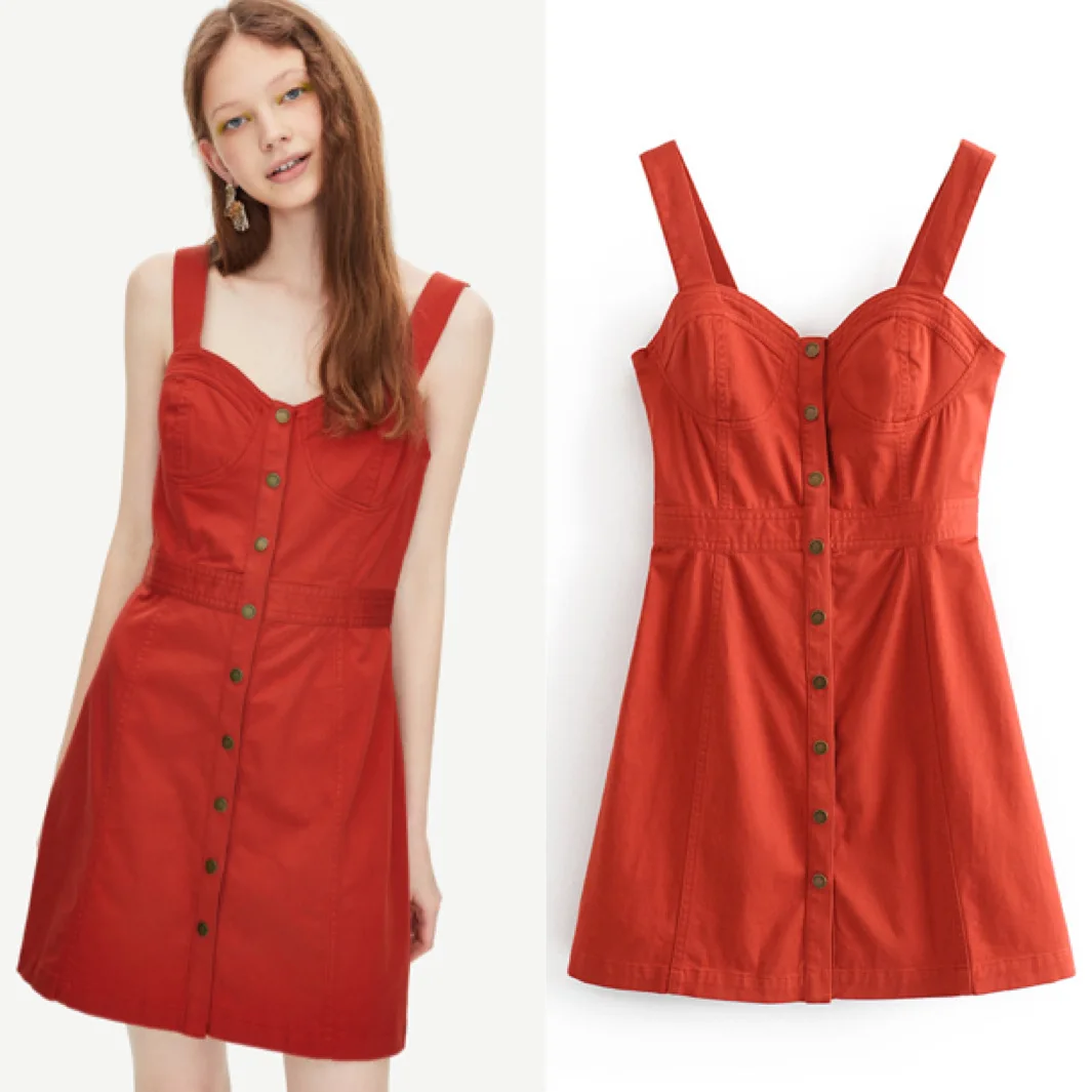 Hot Selling Women Red Mini Dress Sweet Girl's Buttons Strap College Dresses 2019 Summer Vacation Cotton Elastic Party Vestidos
Hot Selling Women Red Mini Dress Sweet Girl's Buttons Strap College Dresses 2019 Summer Vacation Cotton Elastic Party Vestidos