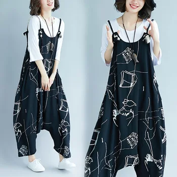 2019 Black Summer New Large Size Women's Retro Printed Bib Pants Female Loose Plus Fat Sling Casual Pants XL-01
2019 Black Summer New Large Size Women's Retro Printed Bib Pants Female Loose Plus Fat Sling Casual Pants XL-01