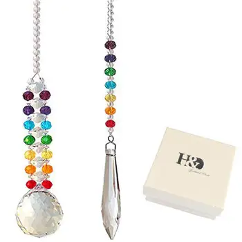 H&D Chakra Hanging Crystal Sun Catcher for Window Decoration with 30mm/1.18" Crystal Prism Ball and Icicle Pendant,Pack of 2
H&D Chakra Hanging Crystal Sun Catcher for Window Decoration with 30mm/1.18" Crystal Prism Ball and Icicle Pendant,Pack of 2