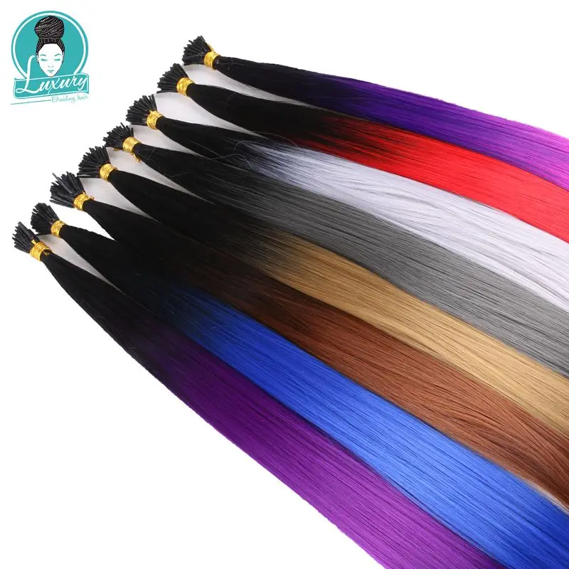 rainbow color synthetic i tip hair extensions104