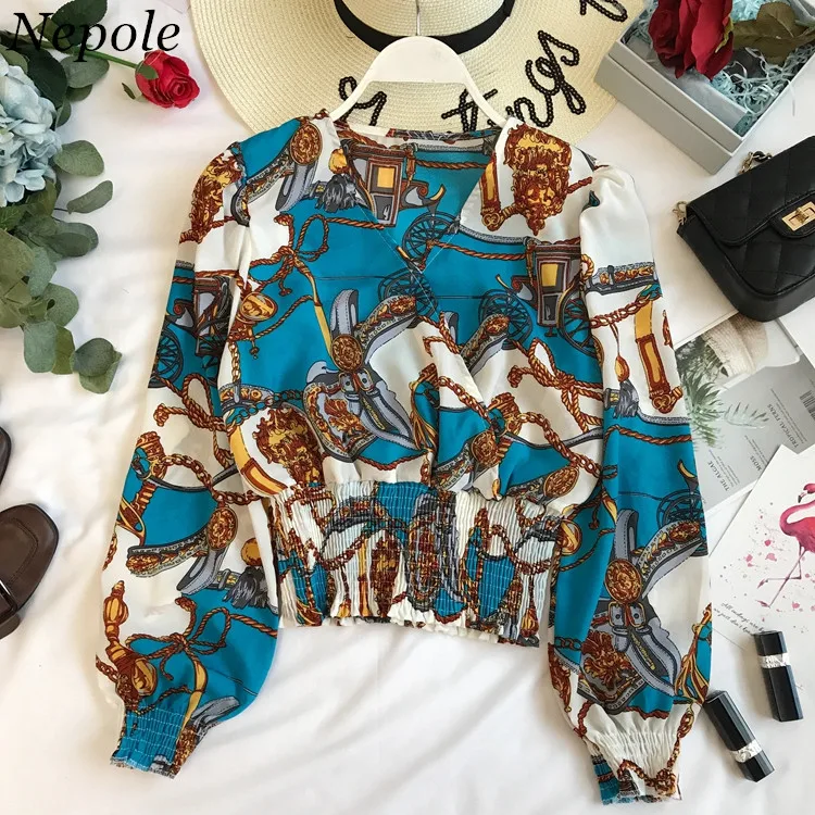 Neploe Modis Painting Print Vintage Shirt Slim Elastic Waist Blouse 2019 Summer V-Neck Puff Sleeves Elegant Women Blusa 69943
Neploe Modis Painting Print Vintage Shirt Slim Elastic Waist Blouse 2019 Summer V-Neck Puff Sleeves Elegant Women Blusa 69943