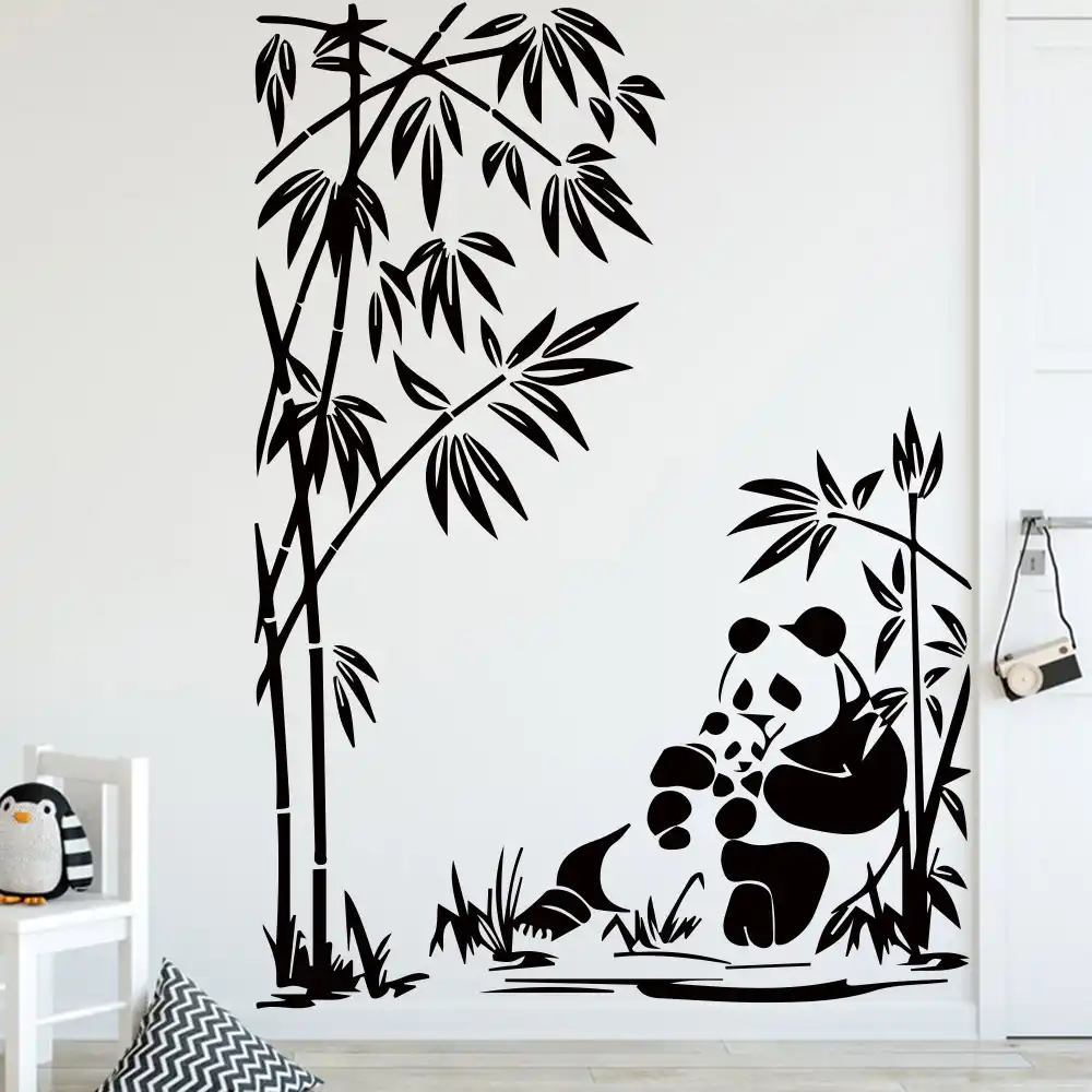 かわいいパンダ柄のための装飾アクセサリービニール寝室のインテリア動物壁画壁紙 Gooum