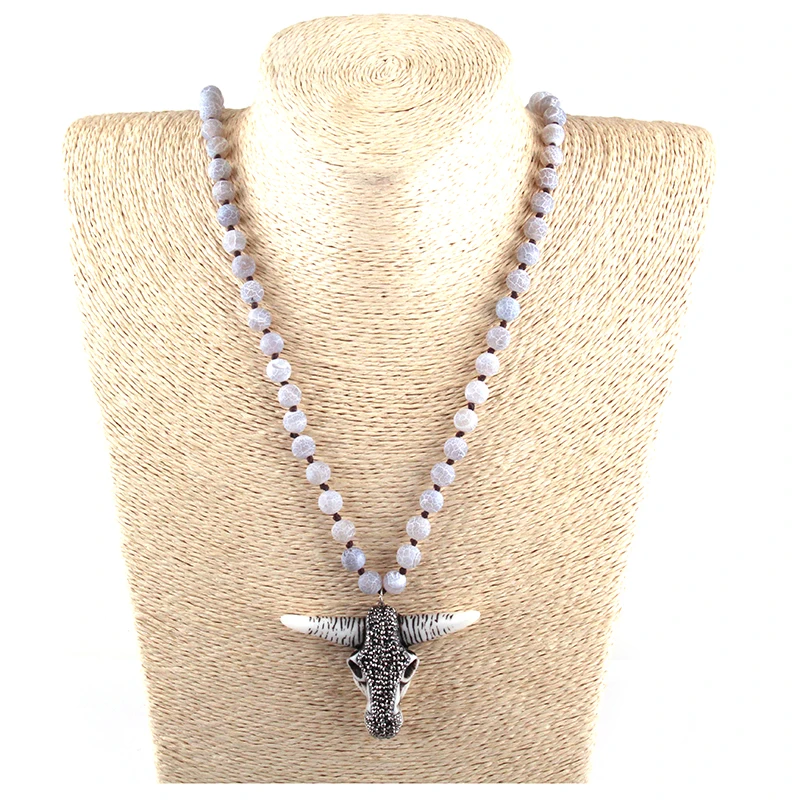 Fashion Natural Semi Precious Weathered Granite Stones with Bull Head charm Pendant Handmade Necklace Women Jewelry
Fashion Natural Semi Precious Weathered Granite Stones with Bull Head charm Pendant Handmade Necklace Women Jewelry