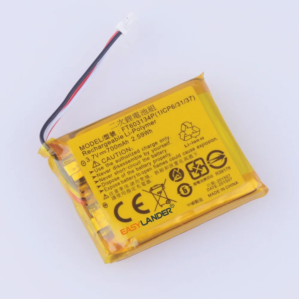 MODEL FT603134P 700mAh Rechargeable Li-Polymer Battery For headphones tachograph DVR mp4 GPS Sports camera 603134 603035
MODEL FT603134P 700mAh Rechargeable Li-Polymer Battery For headphones tachograph DVR mp4 GPS Sports camera 603134 603035