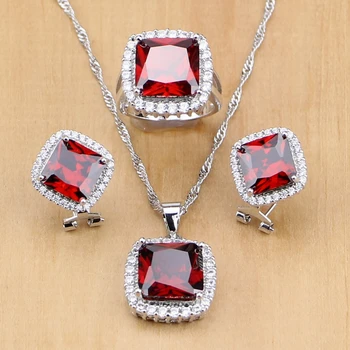 925 Sterling Silver Jewelry Red Zircon White CZ Jewelry Sets Wedding Decorations For Women Earrings/Pendant/Necklace/Ring
925 Sterling Silver Jewelry Red Zircon White CZ Jewelry Sets Wedding Decorations For Women Earrings/Pendant/Necklace/Ring