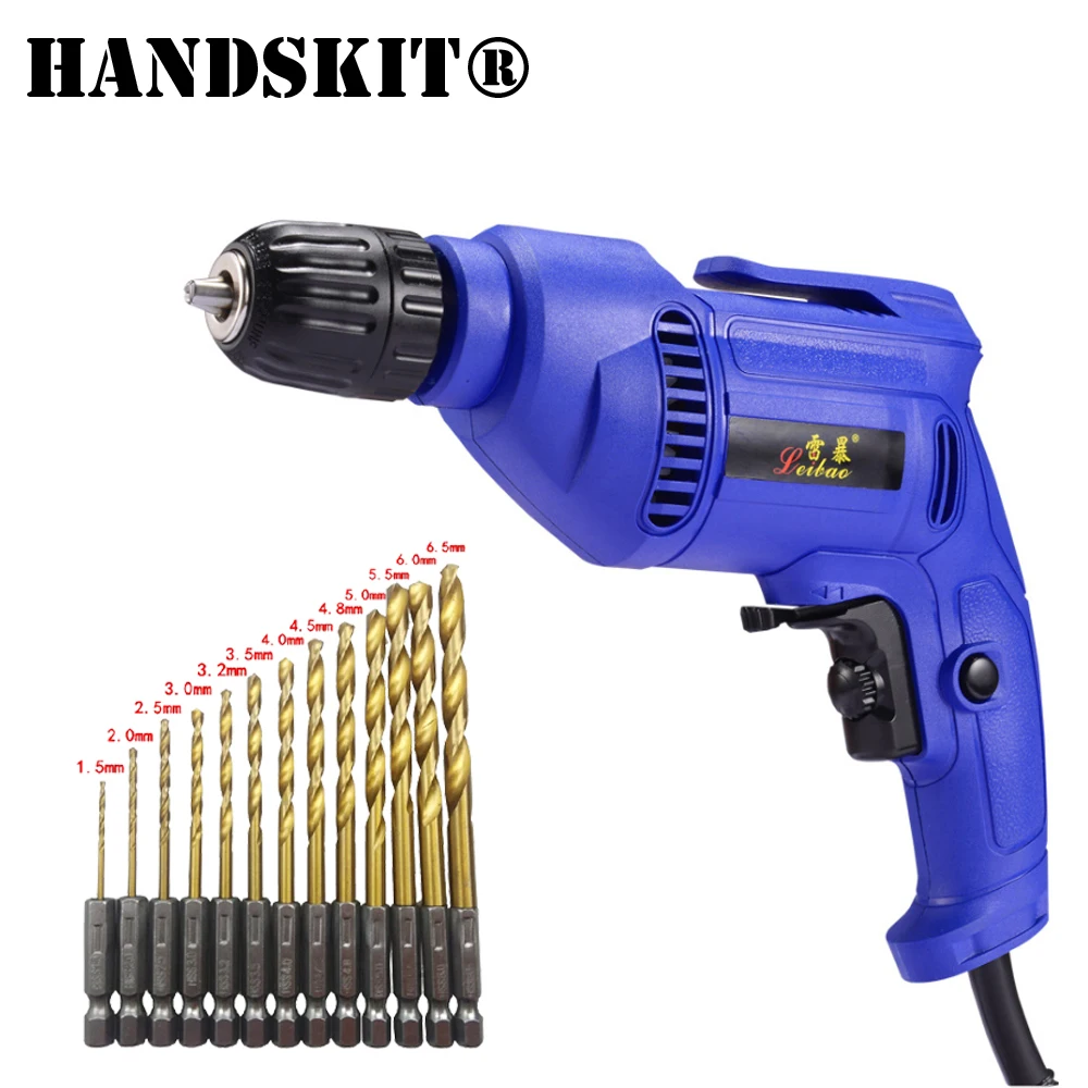 

600W Multi Purpose Corded Electric Power Drill 0.8MM-10mm) Keyless Chuck, Variable Speed Control with 13Piece Drill Bits
