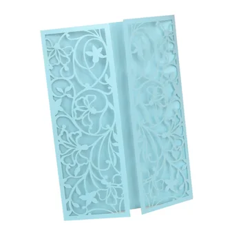 Laser cut paper light blue pearl paper wedding wedding invitation card 
Laser cut paper light blue pearl paper wedding wedding invitation card
