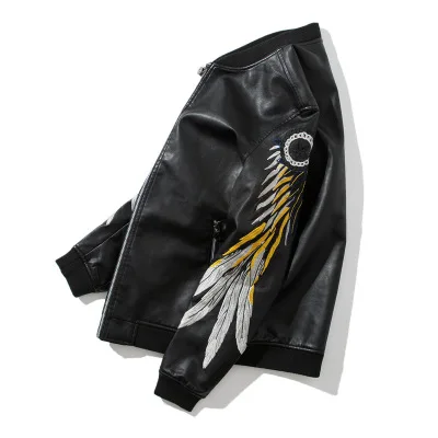 2018 Punk Autumn And Winter New Men's Leather Pu Jacket Locomotive Slim Korean Youth Embroidery Flight Suit Jacket
2018 Punk Autumn And Winter New Men's Leather Pu Jacket Locomotive Slim Korean Youth Embroidery Flight Suit Jacket