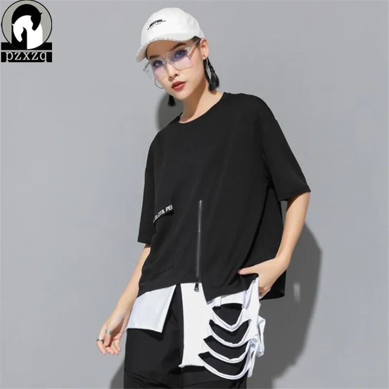 New Arrival summer new Irregular hole design women's T-shirt loose short-sleeved stitching letters female Tshirt + Vest 2 Set
New Arrival summer new Irregular hole design women's T-shirt loose short-sleeved stitching letters female Tshirt + Vest 2 Set