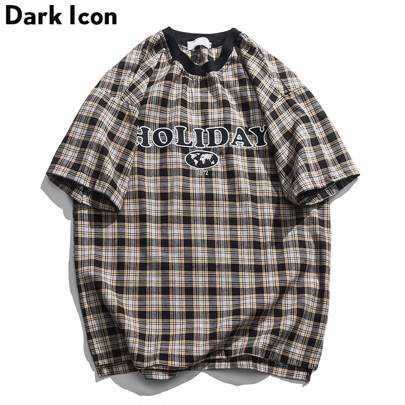 Dark Icon Plaid T-shirt Men Short Sleeve Round Neck Color Block Neckline Oversize Men's Tshirt Checkered Tee 2 Colors
Dark Icon Plaid T-shirt Men Short Sleeve Round Neck Color Block Neckline Oversize Men's Tshirt Checkered Tee 2 Colors