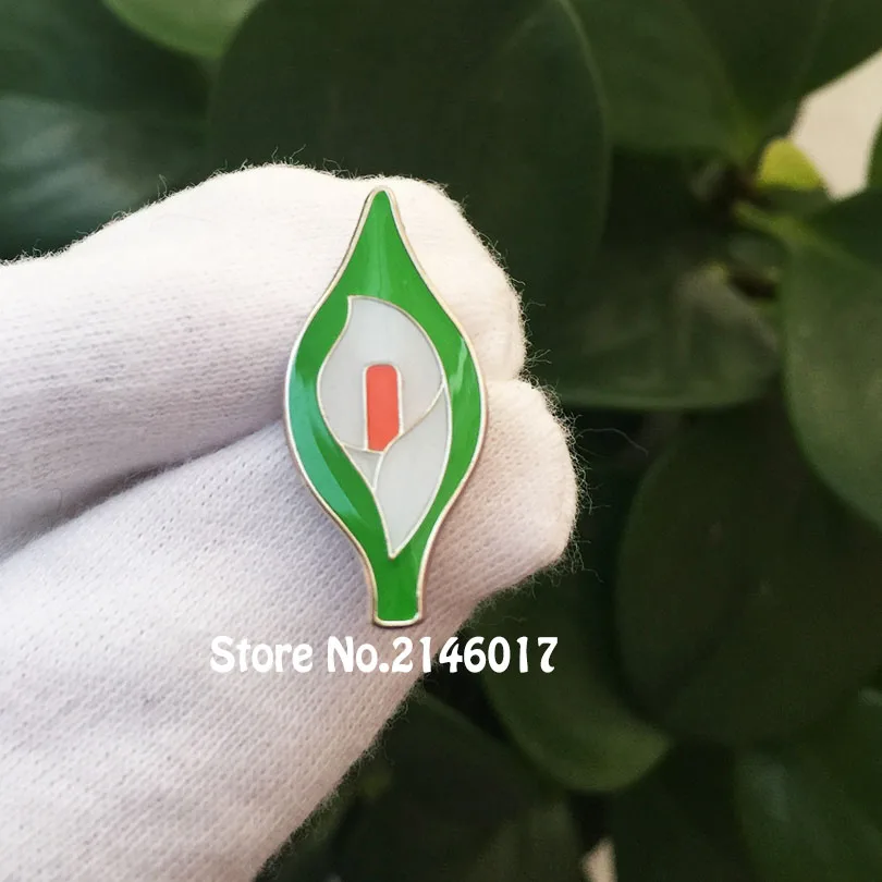 

50pcs Customized Pin Badge Ireland Irish Easter Calla Lilly Harps Enamel Lapel Pins 1'' Metal Craft Flower Brooch Gift