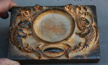 Chinese Old Shoushan Stone Double Fish Inkstone Wash Writing-brush Washer Statue
Chinese Old Shoushan Stone Double Fish Inkstone Wash Writing-brush Washer Statue