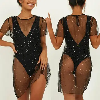 2019 Women Summer Swimwear Cover Up Sequined Mesh Dress Bikini Cover Up Swimwear Swimsuit Ladies Beach Dress Sarong
2019 Women Summer Swimwear Cover Up Sequined Mesh Dress Bikini Cover Up Swimwear Swimsuit Ladies Beach Dress Sarong
