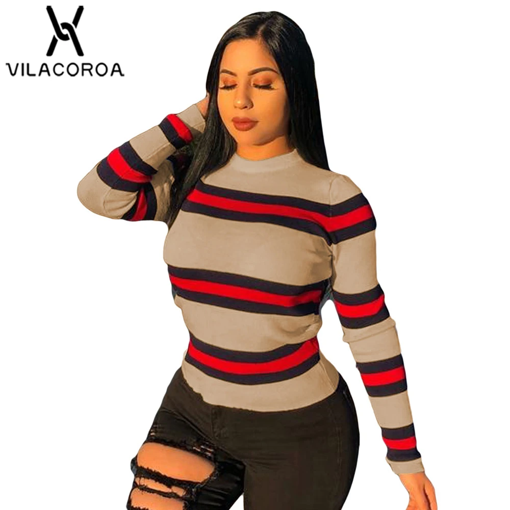 Spring Casual Stripe Print Round Neck Long Sleeve Slim Female T-Shirt Modis Women Tops Ladies 3 Color Plus Size camiseta mujer
Spring Casual Stripe Print Round Neck Long Sleeve Slim Female T-Shirt Modis Women Tops Ladies 3 Color Plus Size camiseta mujer