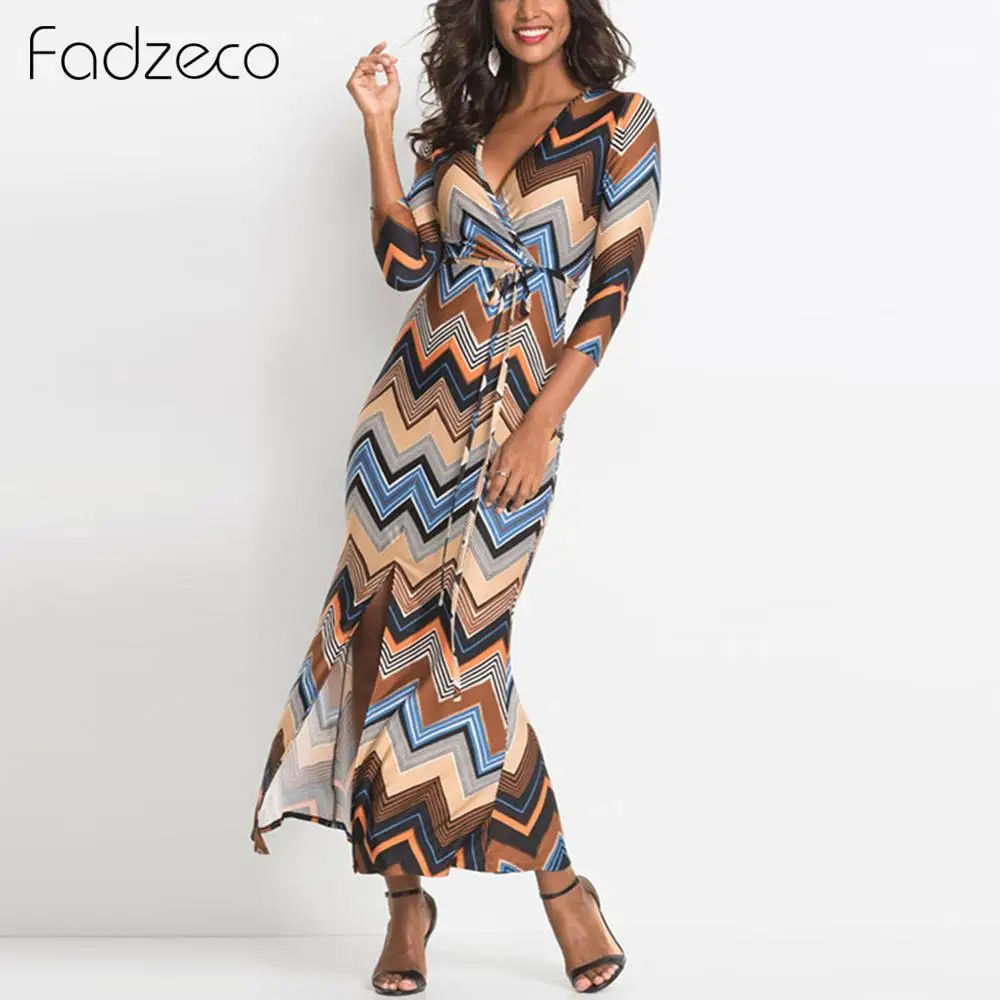 Fadzeco Women African Clothes Dashiki 3/4 Sleeve V Neck Ethnic Stripe Long Maxi Dress Summer Boho Wrap Pencil Dress Vestidos
Fadzeco Women African Clothes Dashiki 3/4 Sleeve V Neck Ethnic Stripe Long Maxi Dress Summer Boho Wrap Pencil Dress Vestidos