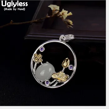 Uglyless 100% Real 925 Sterling Silver Handmade Lotus Pond Pendants for Women Nature Jade Necklaces NO Chain Floral Fine Jewelry
Uglyless 100% Real 925 Sterling Silver Handmade Lotus Pond Pendants for Women Nature Jade Necklaces NO Chain Floral Fine Jewelry
