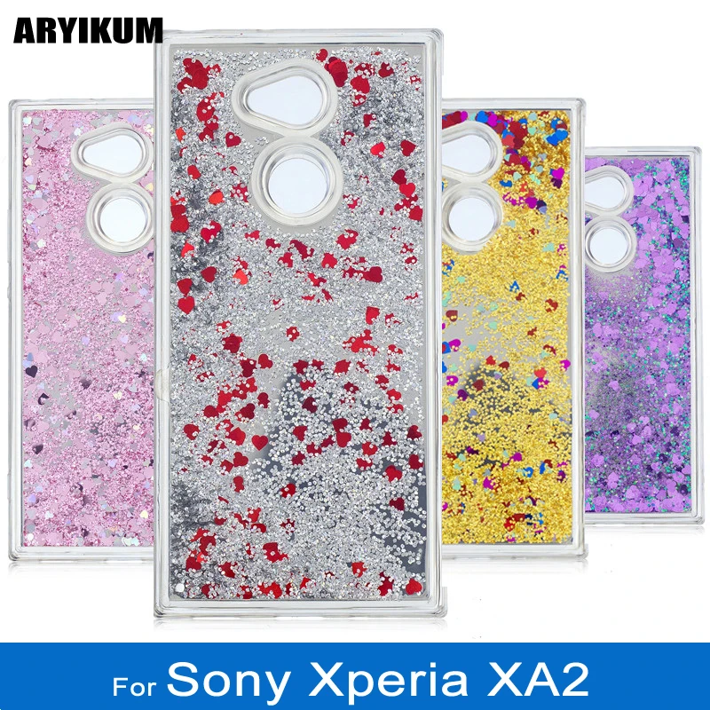 Для sony Xperia XA2 чехол силиконовый Блестящий жидкий Мягкий ТПУ Прозрачный задняя