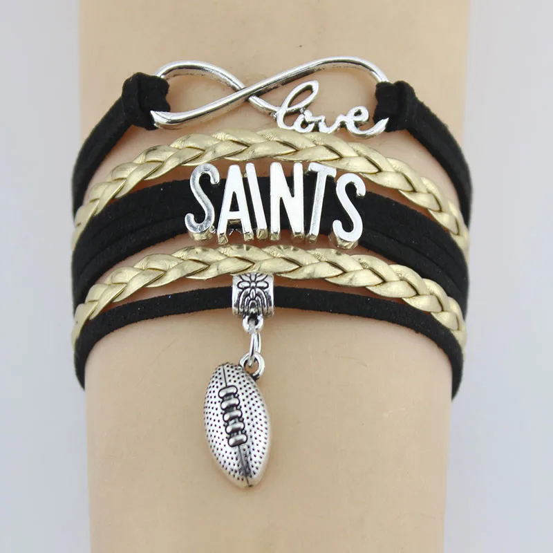 Drop Shipping Infinity Love Saints Football Bracelets Charm Handmade Leather Weave Bangles For Women Men Jewelry
Drop Shipping Infinity Love Saints Football Bracelets Charm Handmade Leather Weave Bangles For Women Men Jewelry