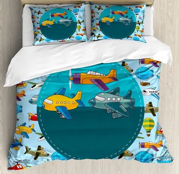 Kids Party Duvet Cover Set Colorful Retro Style Various Cartoon Airplanes Air Balloons Zeppelins Boys Kids Bedding Set
Kids Party Duvet Cover Set Colorful Retro Style Various Cartoon Airplanes Air Balloons Zeppelins Boys Kids Bedding Set