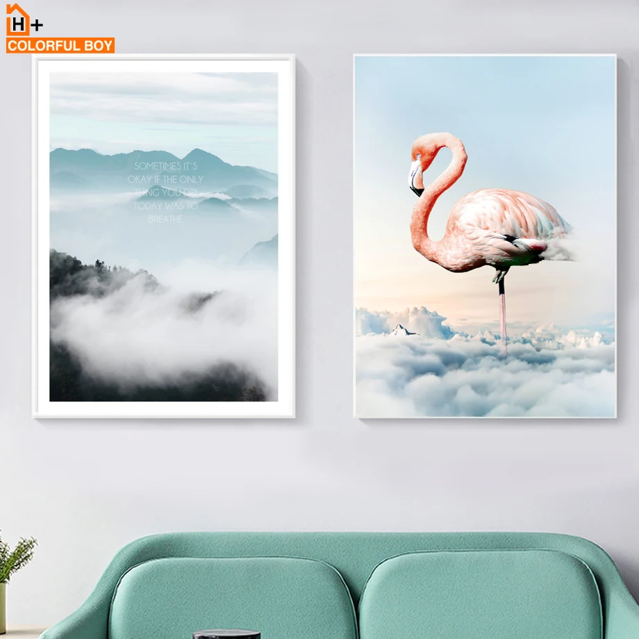 Flamingo Fog Mountain Landscape Wall Art Canvas Painting Nordic Posters And Prints Wall Picture For Living Room Bedroom Decor
Flamingo Fog Mountain Landscape Wall Art Canvas Painting Nordic Posters And Prints Wall Picture For Living Room Bedroom Decor