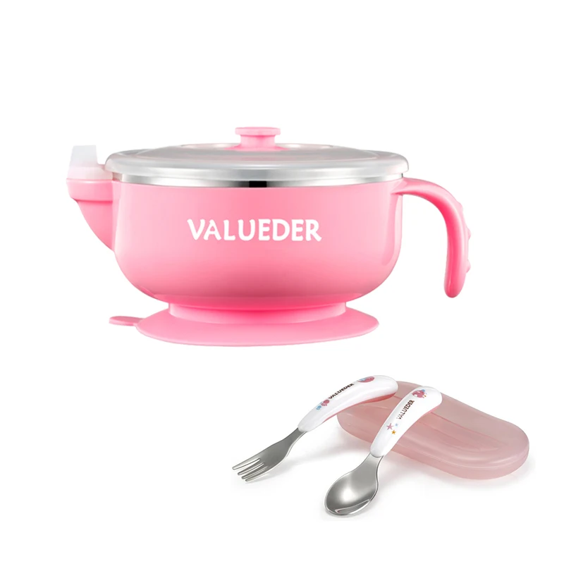 VALUEDER Stainless Steel Kids Bowl with Spoon&Fork Set Baby Feeding Bowl with Suction Base and Cutlery Set for Children
VALUEDER Stainless Steel Kids Bowl with Spoon&Fork Set Baby Feeding Bowl with Suction Base and Cutlery Set for Children
