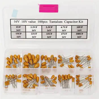 New 100pcs Capacitors High Precision 16V 10Values Tantalum Capacitor Assorted Kit Box Assorstment Durable 3X6.5X2cm Capacitors
New 100pcs Capacitors High Precision 16V 10Values Tantalum Capacitor Assorted Kit Box Assorstment Durable 3X6.5X2cm Capacitors