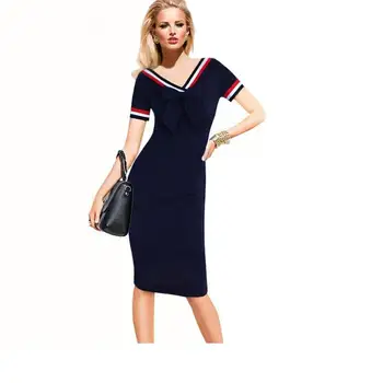 New Ladies' Sexy V-neck Pure Color knee-length Dress Short-sleeved Big Bow Slim Height Waist Pencil Dress Plue Size Vestidos G27
New Ladies' Sexy V-neck Pure Color knee-length Dress Short-sleeved Big Bow Slim Height Waist Pencil Dress Plue Size Vestidos G27