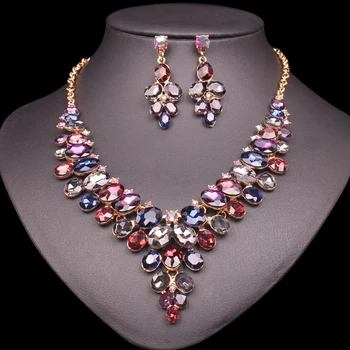 Gorgeous Crystal Bridal Jewelry Sets Gold Color Plated Womens Accessories Indian Brides Bridesmaid Wedding Necklace Earrings Set
Gorgeous Crystal Bridal Jewelry Sets Gold Color Plated Womens Accessories Indian Brides Bridesmaid Wedding Necklace Earrings Set