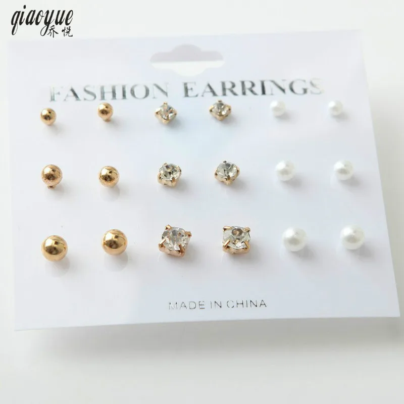 Korean Jewelry Simple Earrings Rhinestone Round 9 Sets Of Ear Studs Earrings For Women Brincos Earings Fashion Jewelry Orecchini
Korean Jewelry Simple Earrings Rhinestone Round 9 Sets Of Ear Studs Earrings For Women Brincos Earings Fashion Jewelry Orecchini