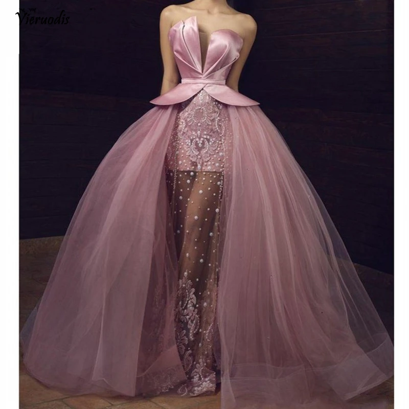 Saudi Arabic Long Pink Tulle Prom Dresses 2019 Elegant Off Shoulder Illusion Beads Lace Applique Overskirt Dubai Evening Dress
Saudi Arabic Long Pink Tulle Prom Dresses 2019 Elegant Off Shoulder Illusion Beads Lace Applique Overskirt Dubai Evening Dress