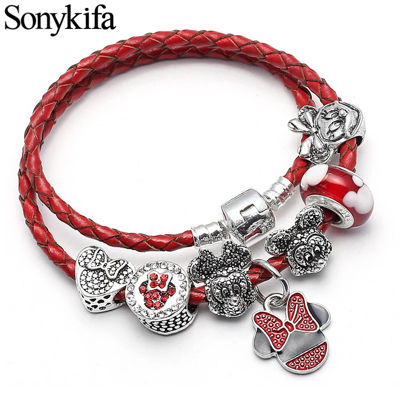 Sonykifa Fashion Jewelry Mickey Minnie Leather Pandoro Bracelet For Women Charm Bracelets Handmade Jewelry Pulseras Dropshipping
Sonykifa Fashion Jewelry Mickey Minnie Leather Pandoro Bracelet For Women Charm Bracelets Handmade Jewelry Pulseras Dropshipping